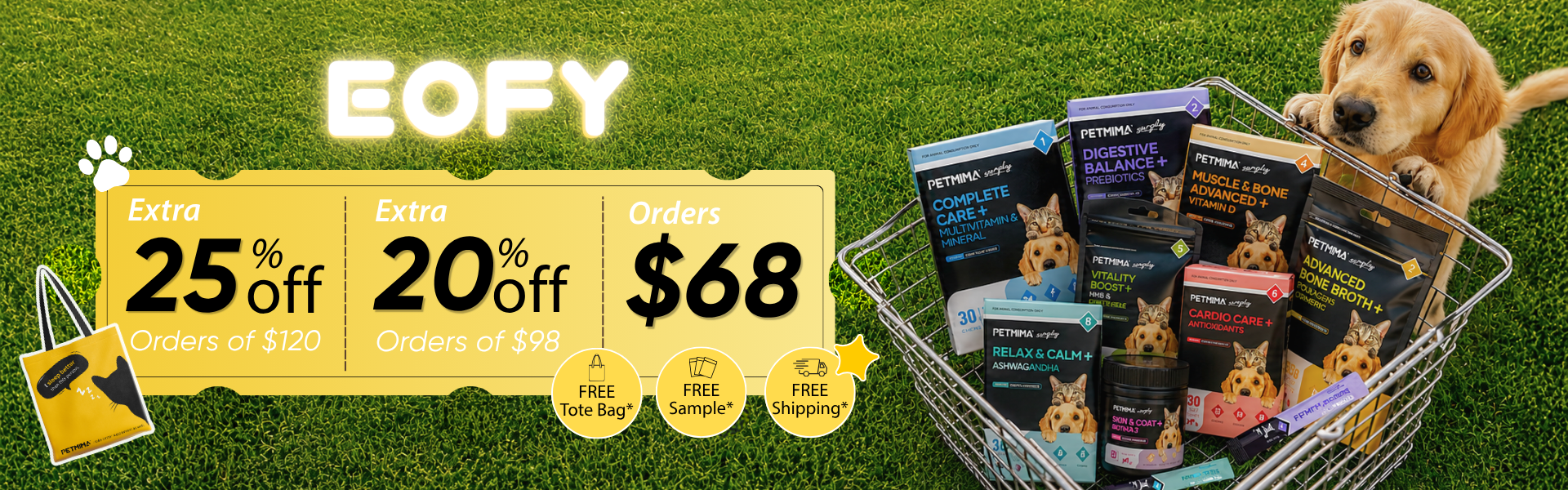 Petmima EOFY promotion for natural pet supplements and daily wellness support