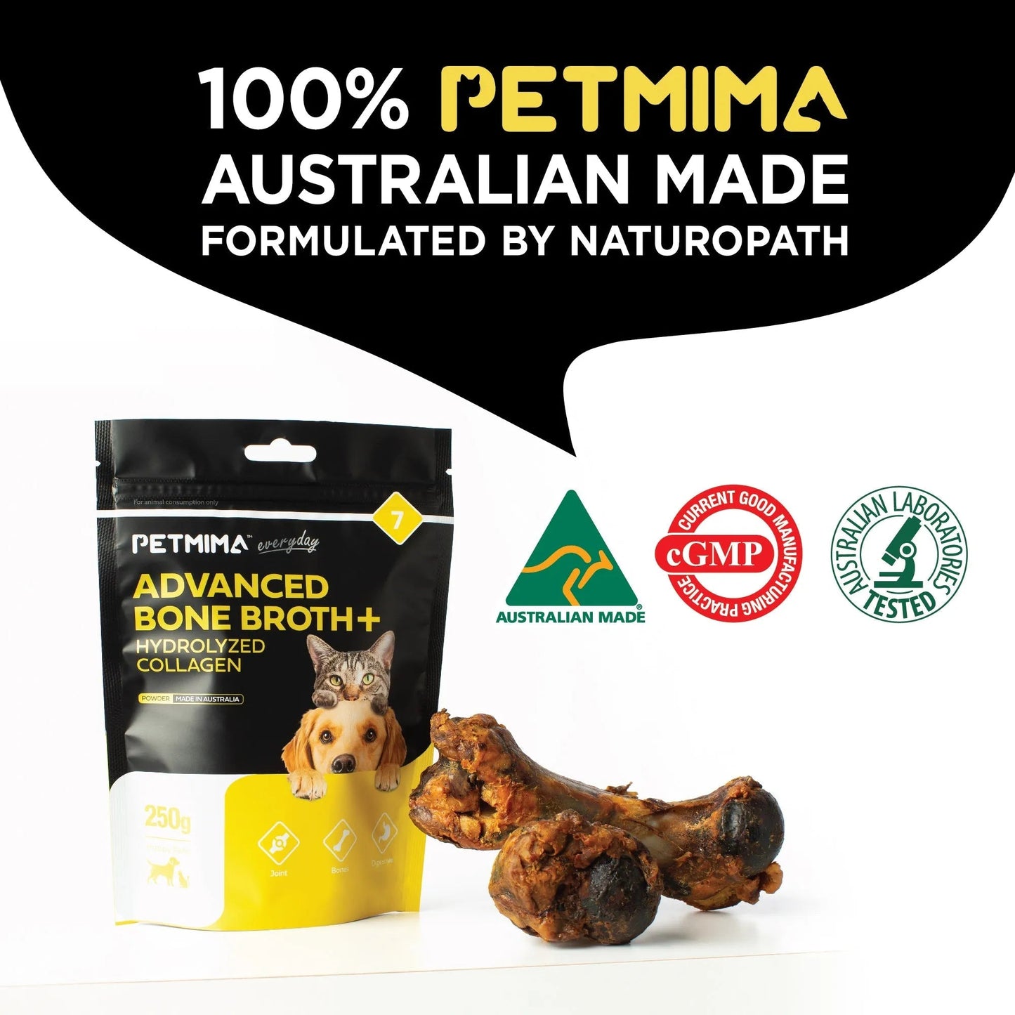 PETMIMA Advance Bone Broth muscle supplements for dogs & cats Australian made with certification