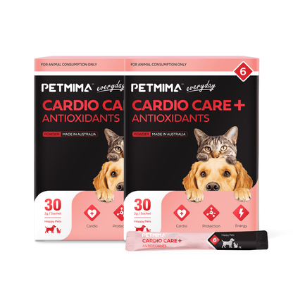 Two packages of Petmima Cardio Care + Antioxidants for pets