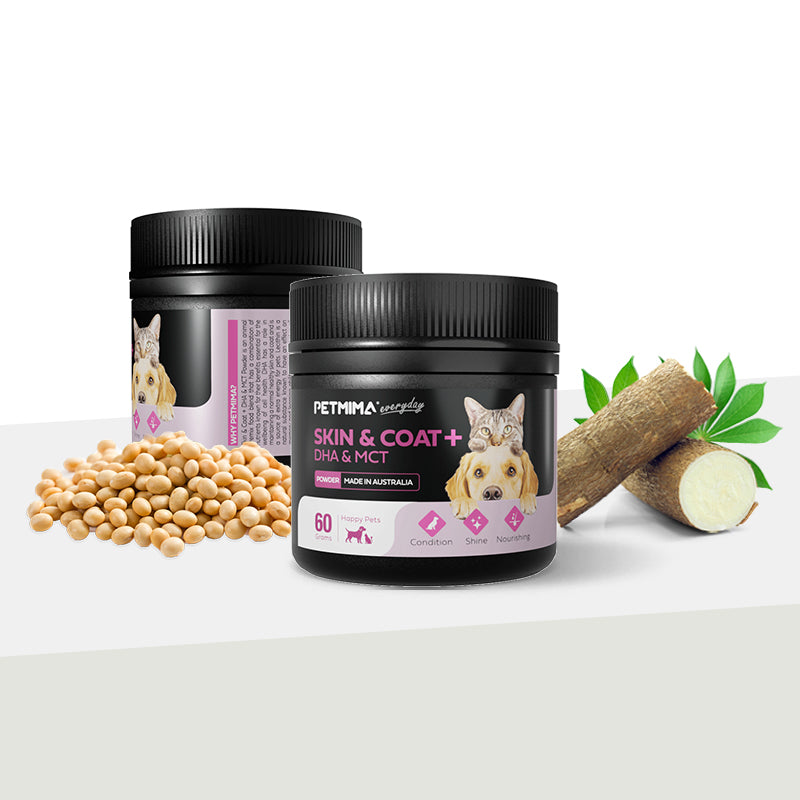 skin and coat supplements for dogs & cats with PETMIMA Skin & Coat + DHA & MCT